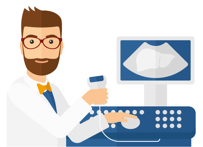 Arzt und medizinisches Ultraschallgerät